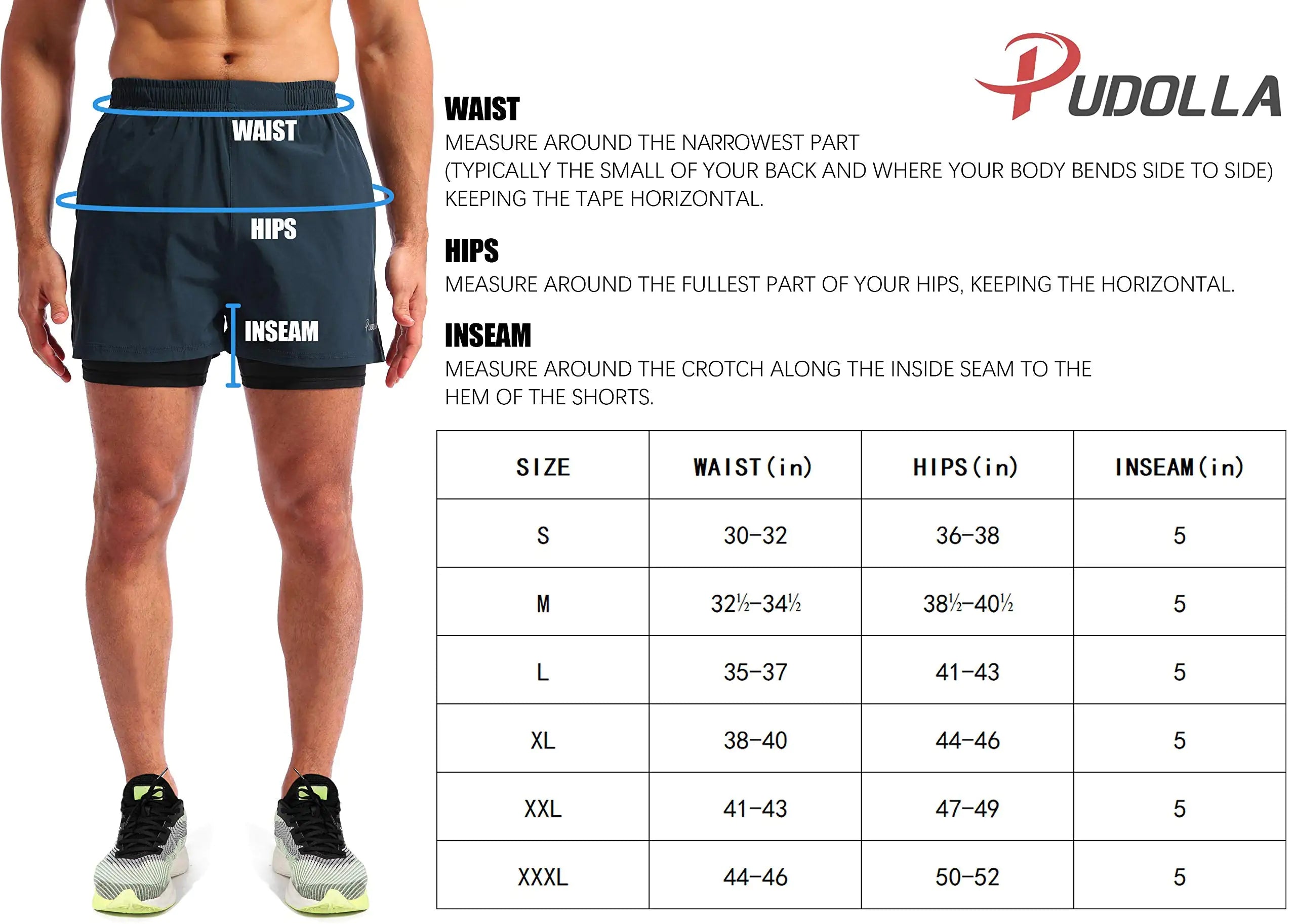 Pudolla Men’s 2 in 1 Running Shorts 5