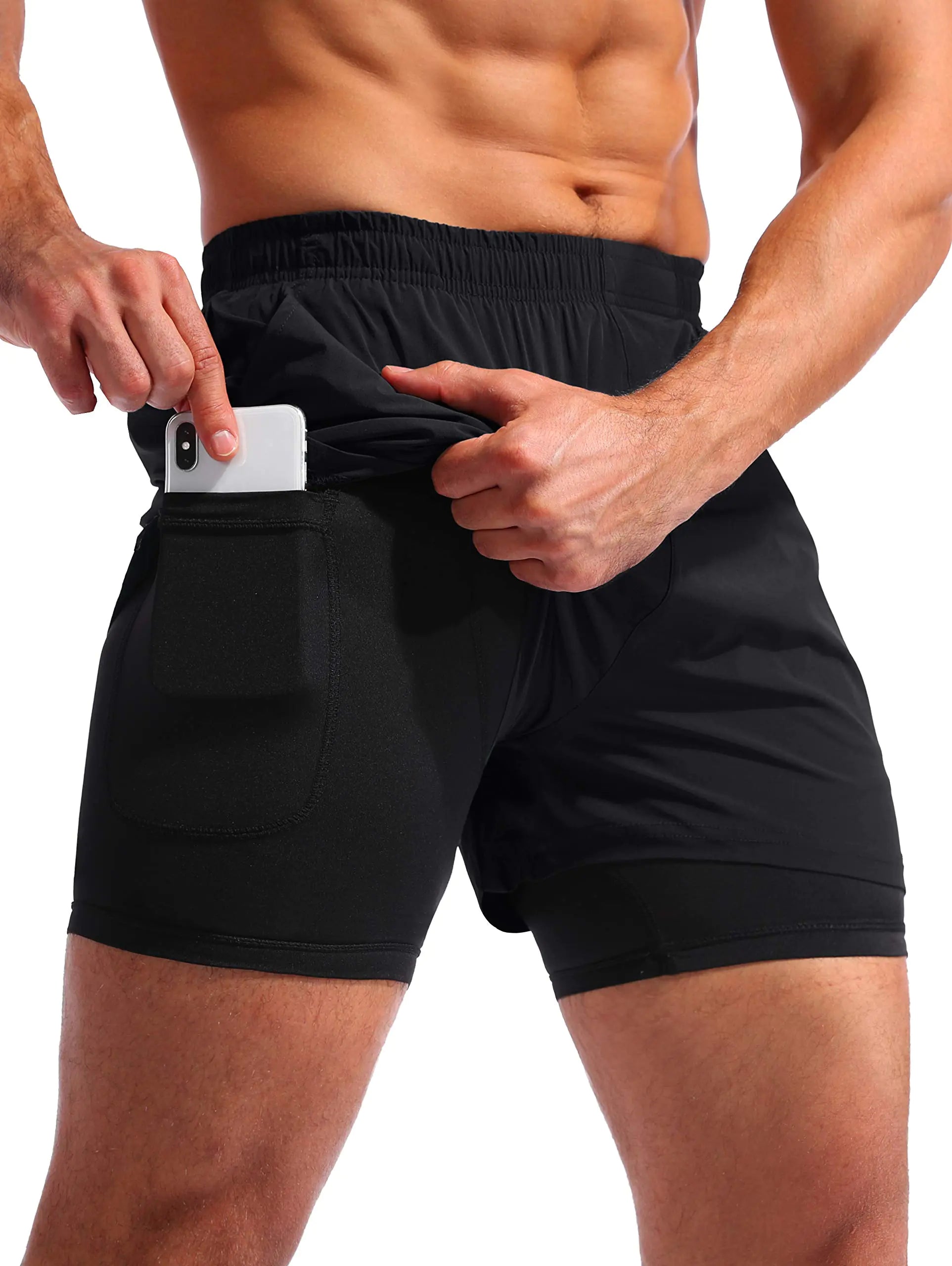 Pudolla Men’s 2 in 1 Running Shorts 5